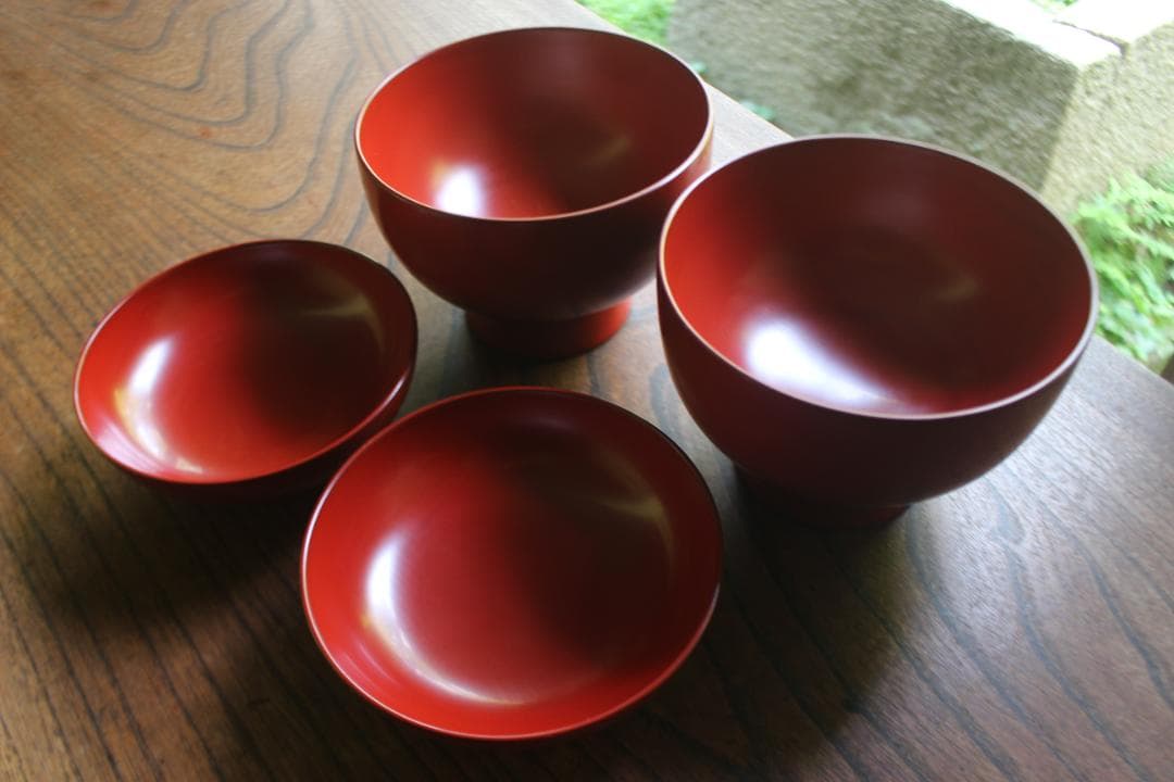 デッドストック！どっしりサイズに極上朱漆の美しい大椀2点（検輪島塗合鹿椀雑煮椀