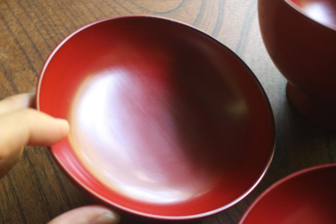 デッドストック！どっしりサイズに極上朱漆の美しい大椀2点（検輪島塗合鹿椀雑煮椀