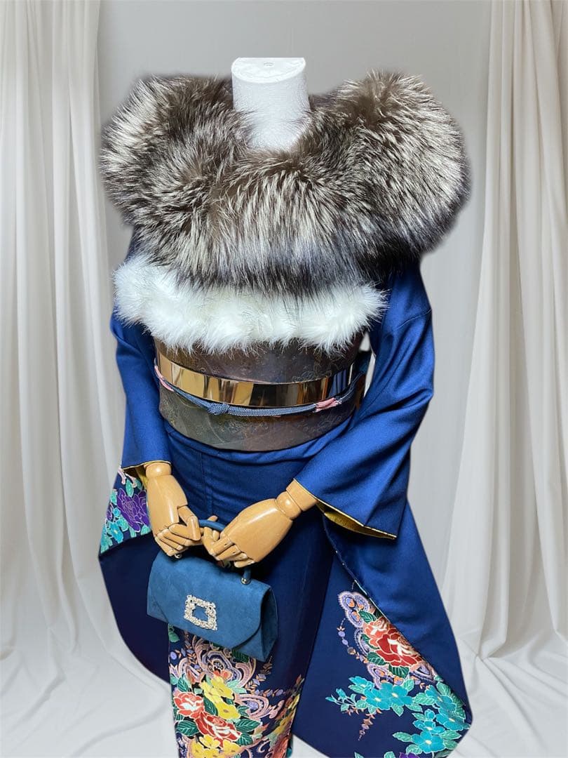 振袖 フルセット 長襦袢セット 成人式 ブルー 洋柄