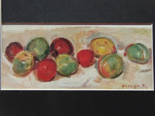 甲斐仁代、【くだもの】、希少な額装用画集より、新品額装付、状態良好