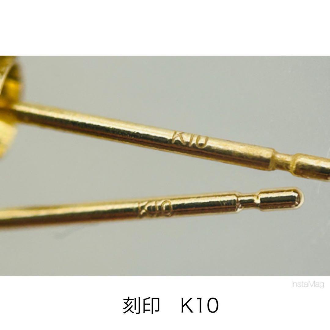 (M0104-3)K10,18YGタヒチ，南洋ケシパールぶら下がりピアス