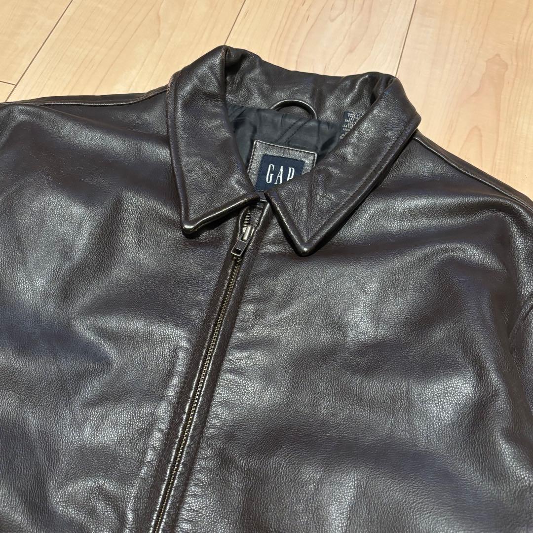 90s old ギャップ 本革 レザージャケット ブルゾン 中綿キルト y2k