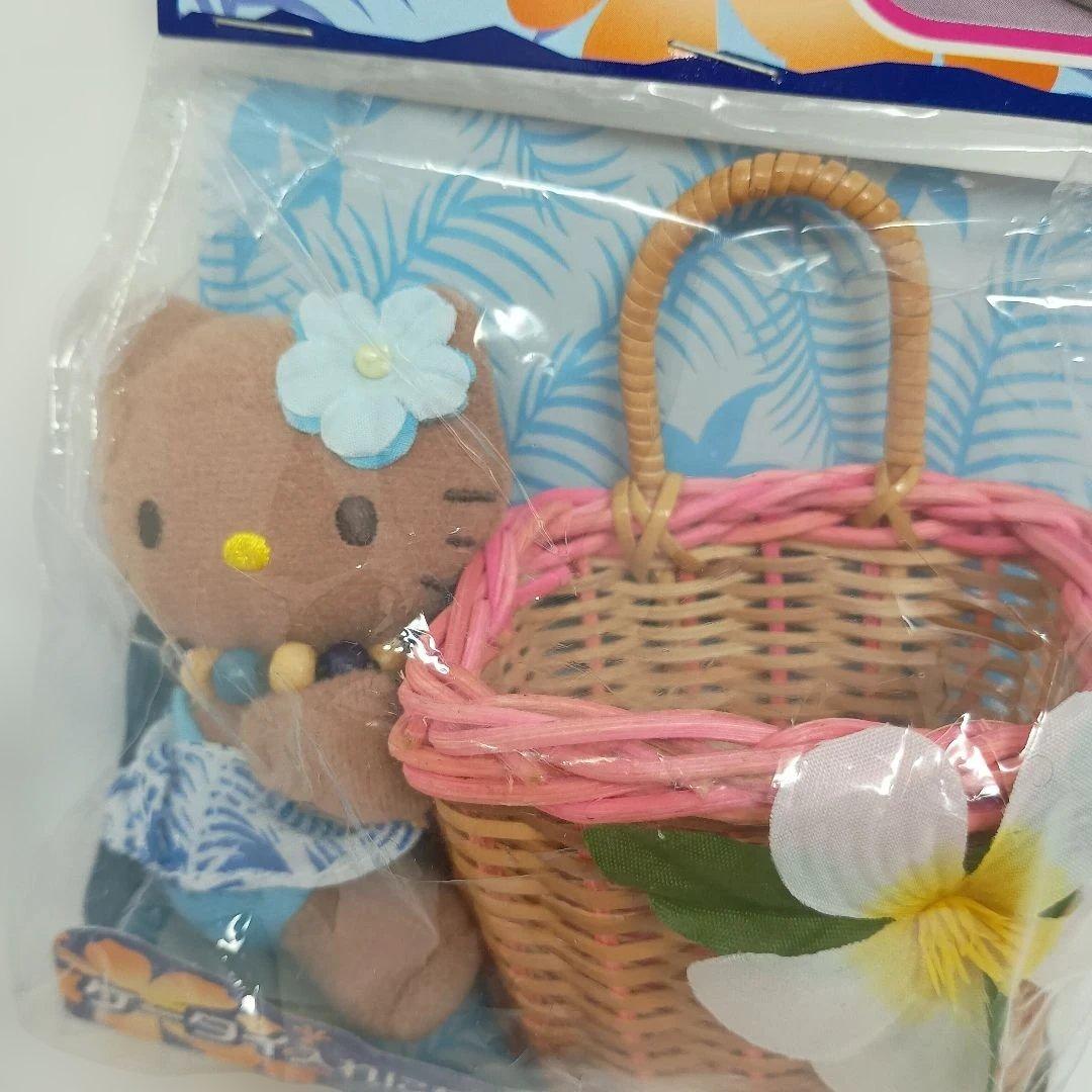 ハローキティ 日焼けキティ　色黒　ハワイアン　カオハナ マスコット バスケット