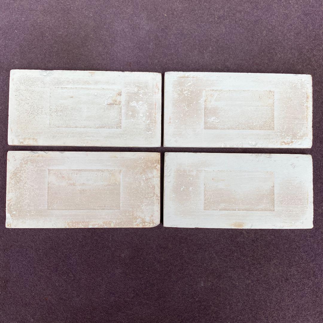 ハンドメイド日本製アンティークマジョリカタイル⑨Ａ４枚セット　プラナカンタイル