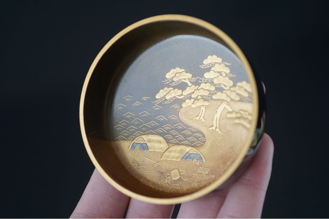 鈴木光入 造 干網蒔絵 大棗 共箱 共布 茶道具