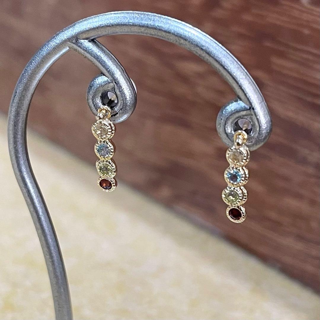 K18 アミュレット　天然石　レインボーカラー　ピアス　専用ページ