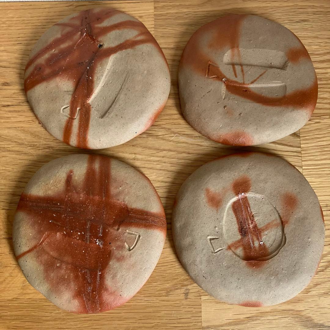 備前焼　カップ&ソーサー　4組　火襷