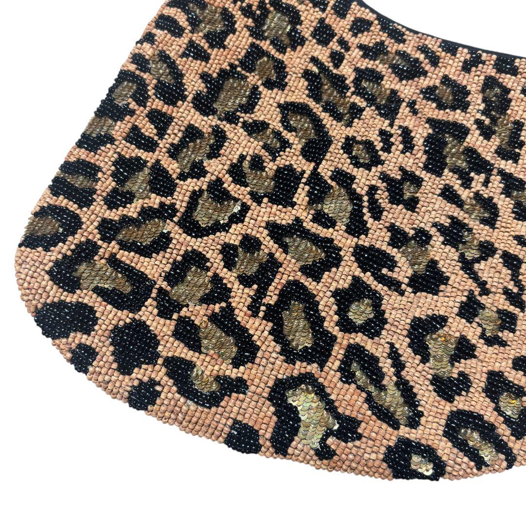 FENDI フェンディ パンサー ヒョウ柄 ハンドバッグ レザー ビーズ