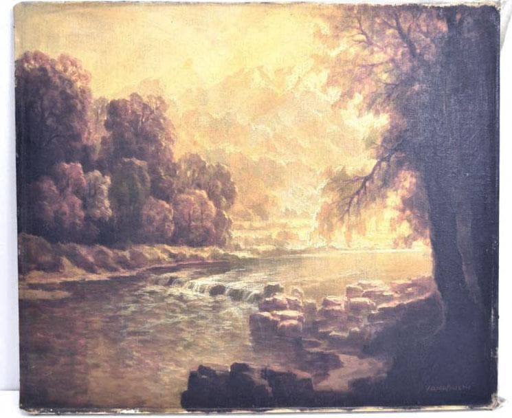 銘品　人気作家　⼭⼝硯閑　油彩　P12 アンティーク絵画 評価 号25万円