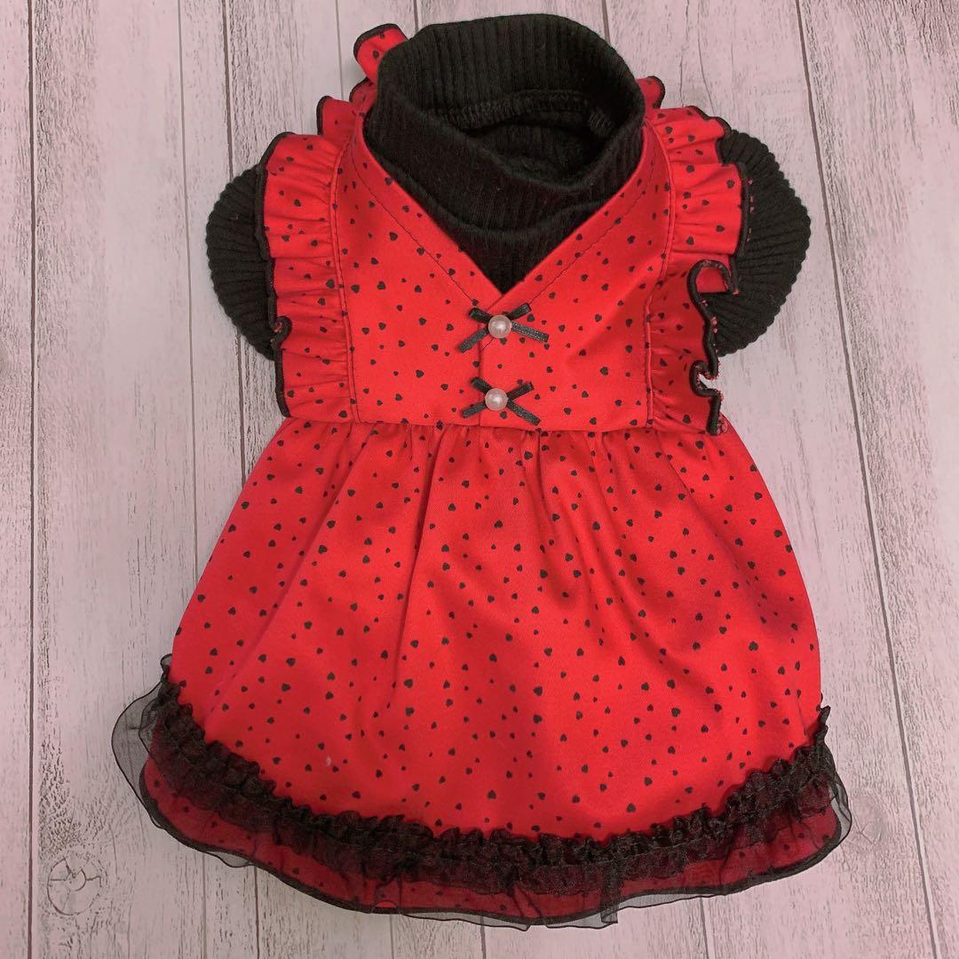 重ね着風ドールワンピース/犬服/犬服ハンドメイド