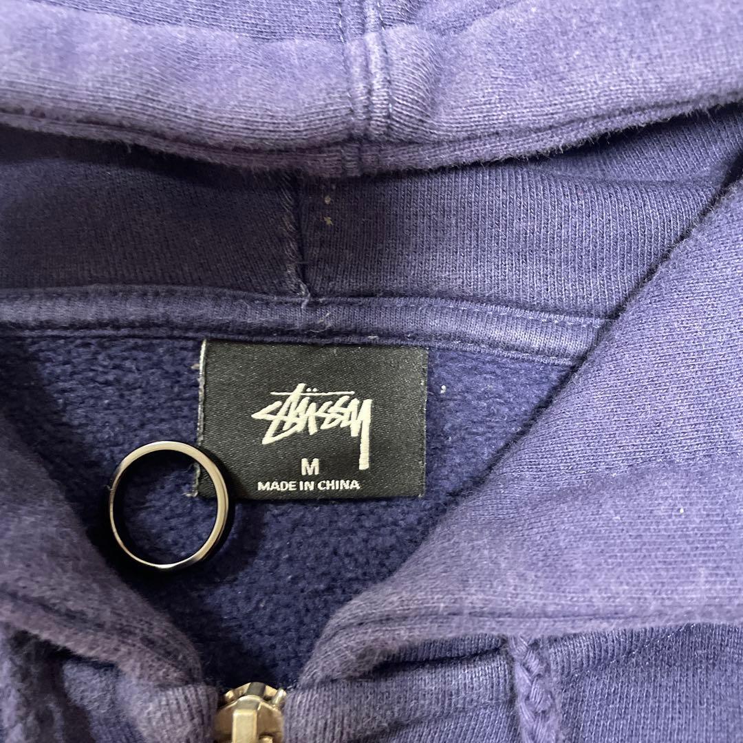 stussy ジップ　パーカー　ネイビー　ナス紺