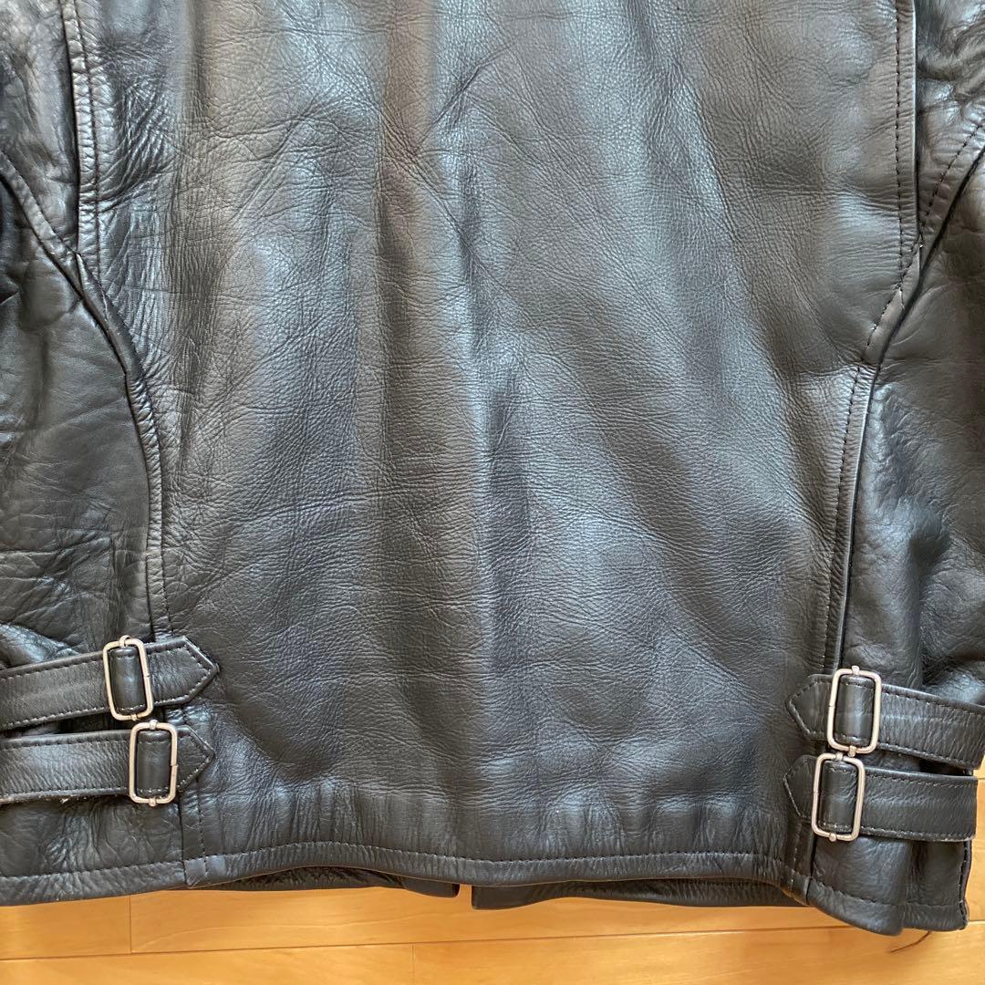 ブラックレザーシングルライダースジャケット　L