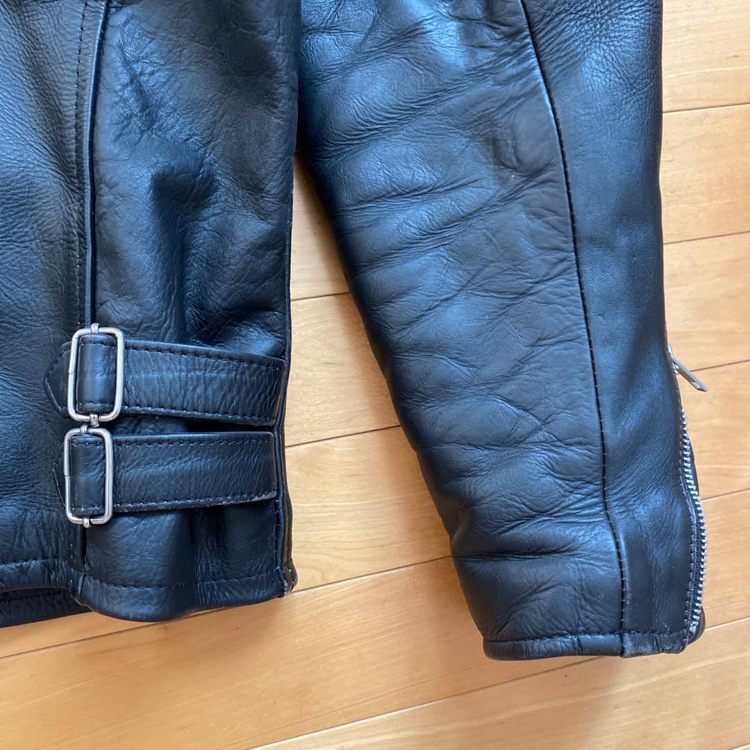 ブラックレザーシングルライダースジャケット　L