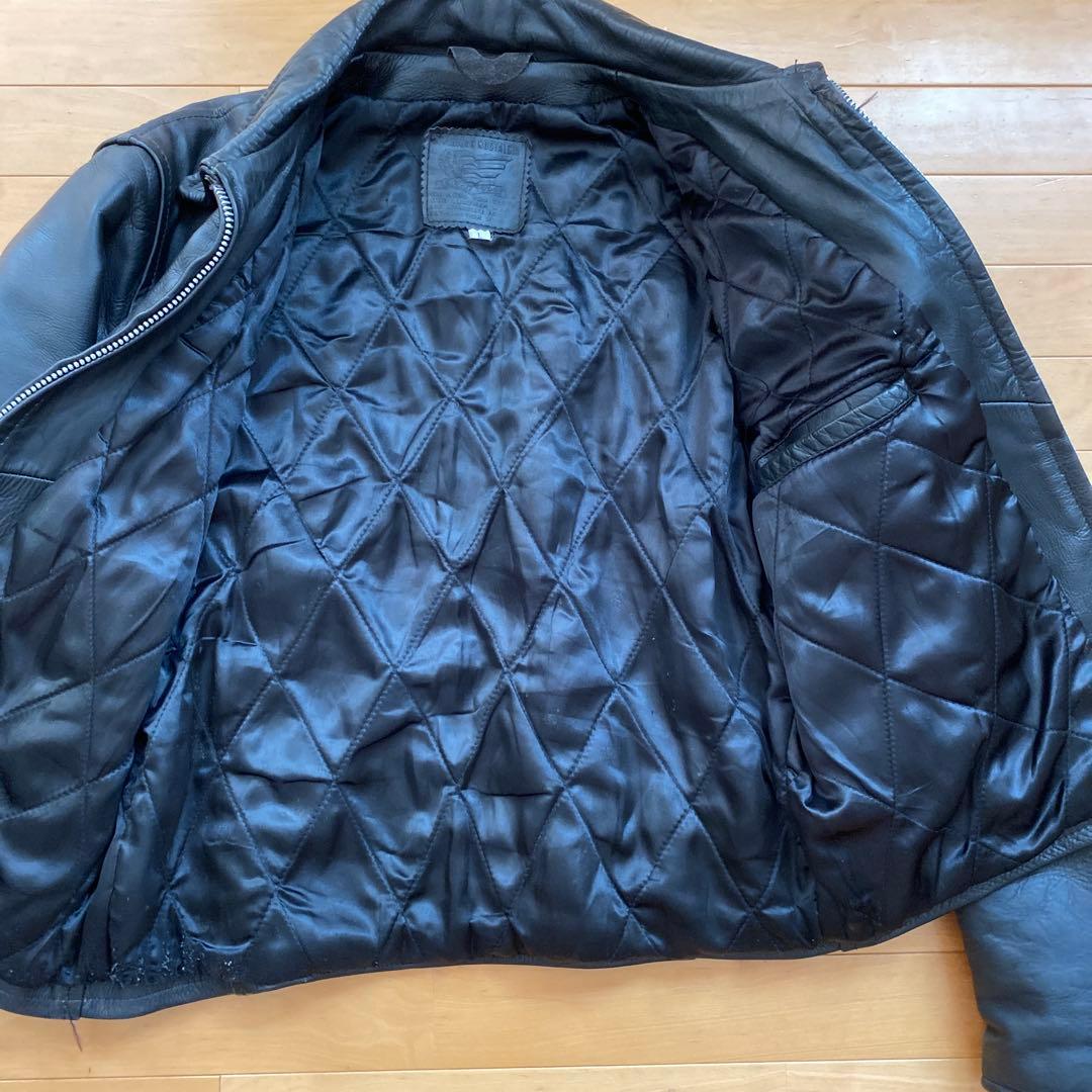 ブラックレザーシングルライダースジャケット　L