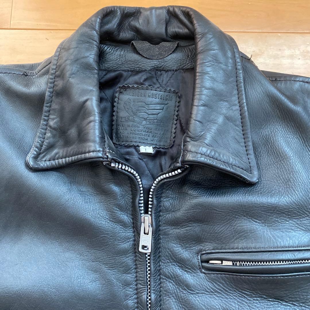 ブラックレザーシングルライダースジャケット　L