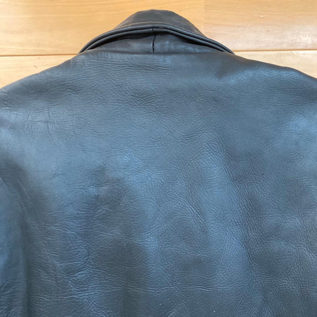 ブラックレザーシングルライダースジャケット　L