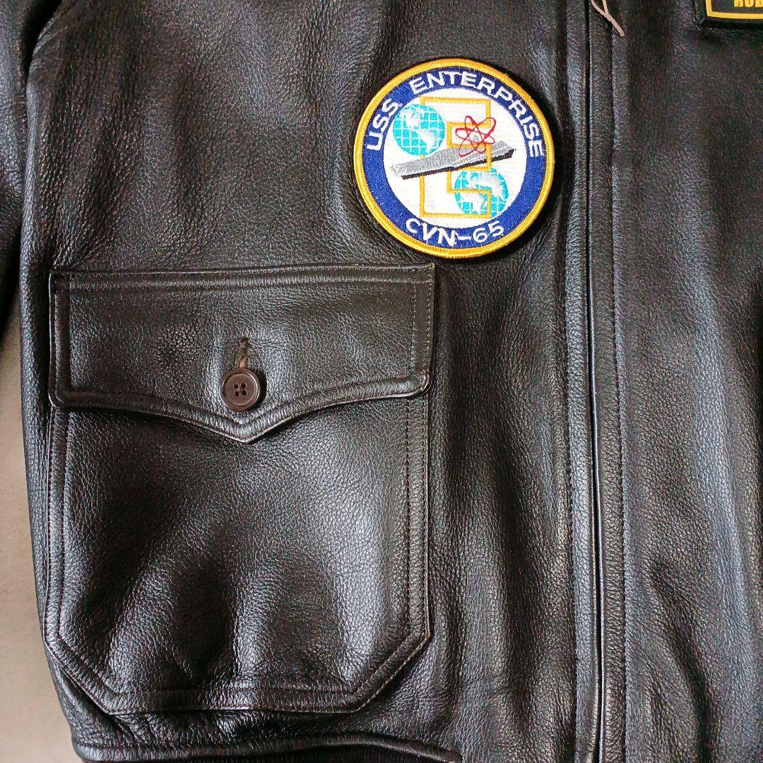 美品 MORGAN G-1NAVYエンボスジャケット 焦茶　L