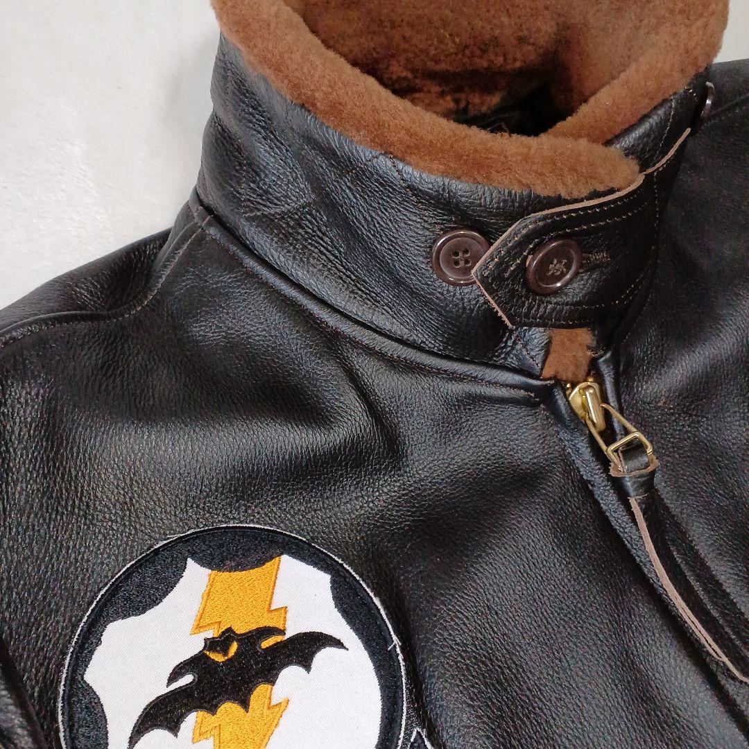 美品 MORGAN G-1NAVYエンボスジャケット 焦茶　L