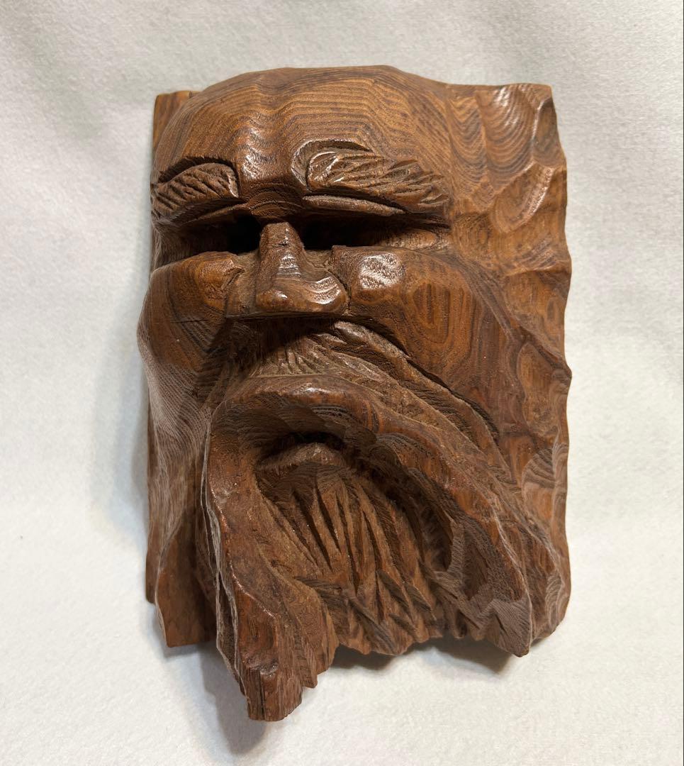 アイヌ彫刻 路清作 木彫 民族 男性 置物 木彫り 北海道 インテリア オブジェ