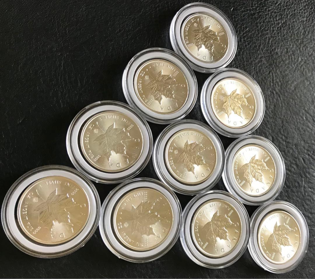 J008 メイプルリーフ銀貨　１０枚