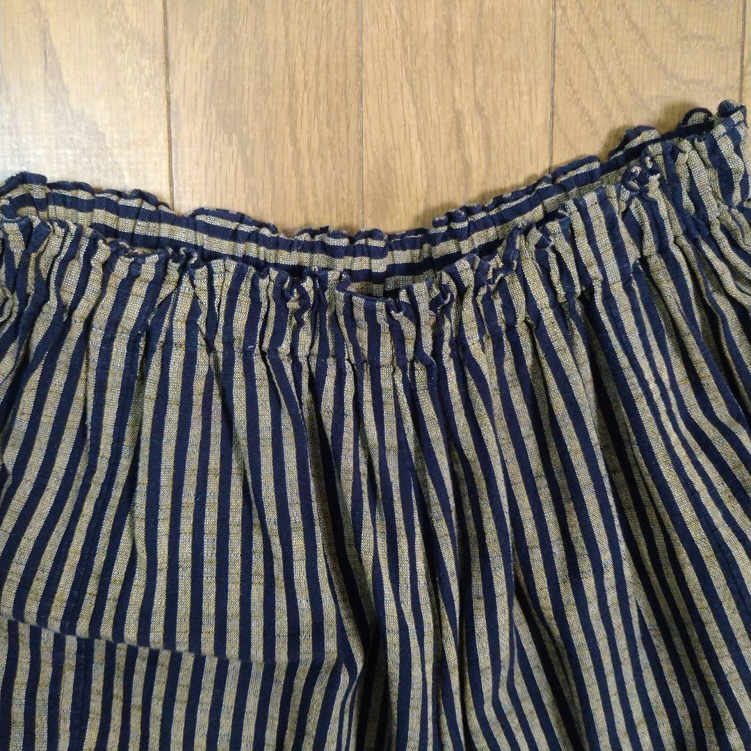 【ヤンマ産業 】会津木綿YAMMAキュロット ガウチョパンツ　棒縞
