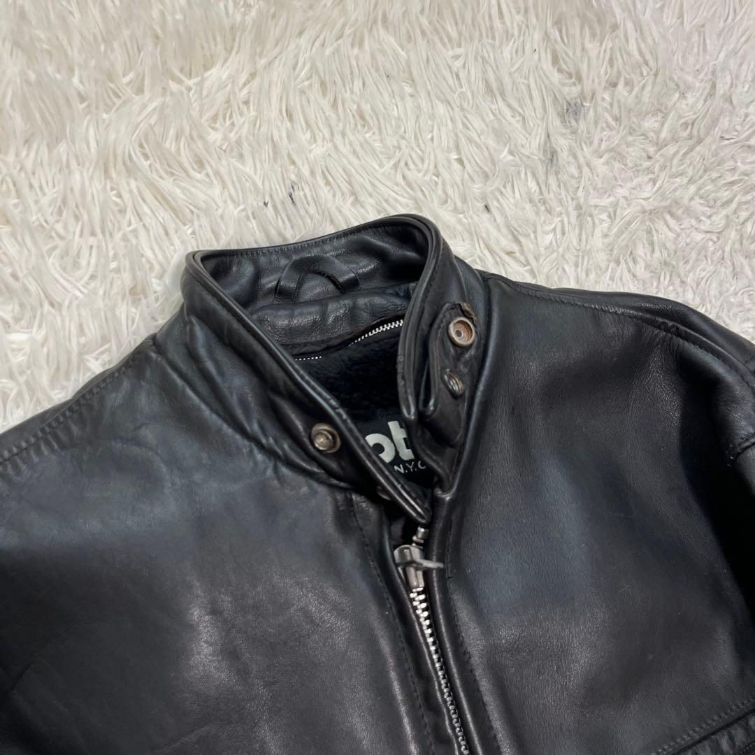 美品XLサイズ相当 ショット　641 シングルライダースジャケット　ライナー付き