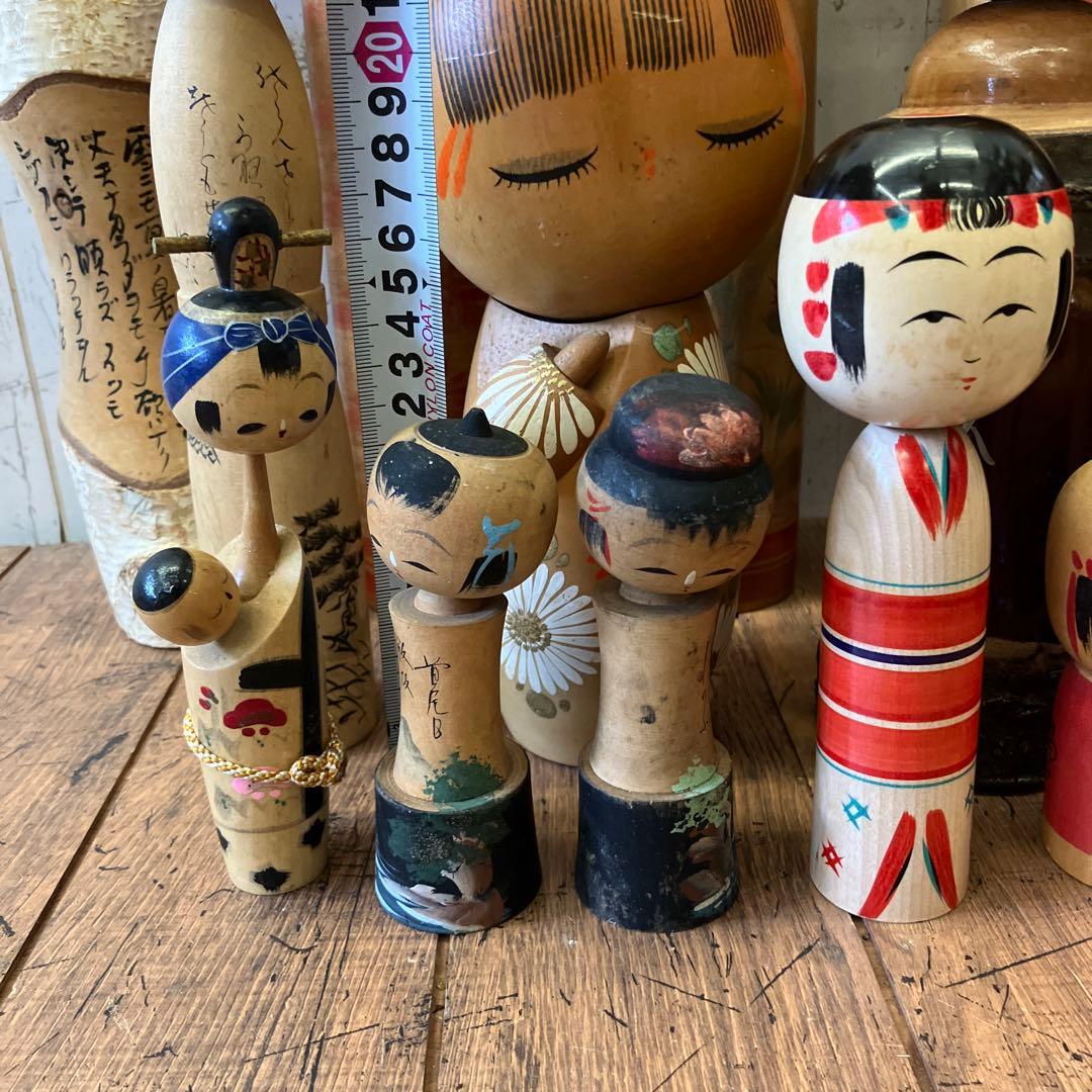 昭和レトロ 木製 こけし 小芥子 置物 飾り 工芸品 民芸品 コレクション 多数
