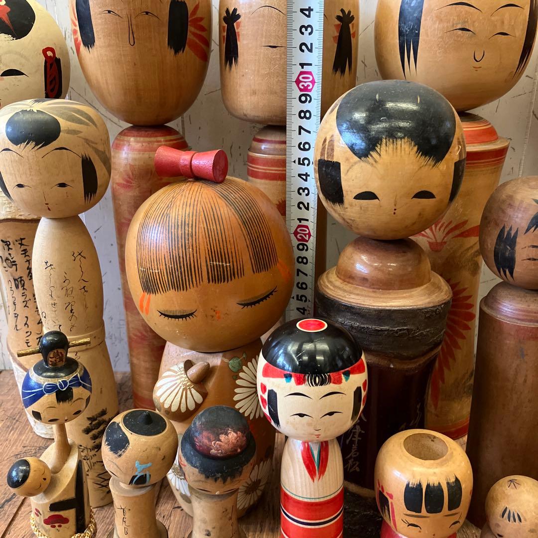昭和レトロ 木製 こけし 小芥子 置物 飾り 工芸品 民芸品 コレクション 多数
