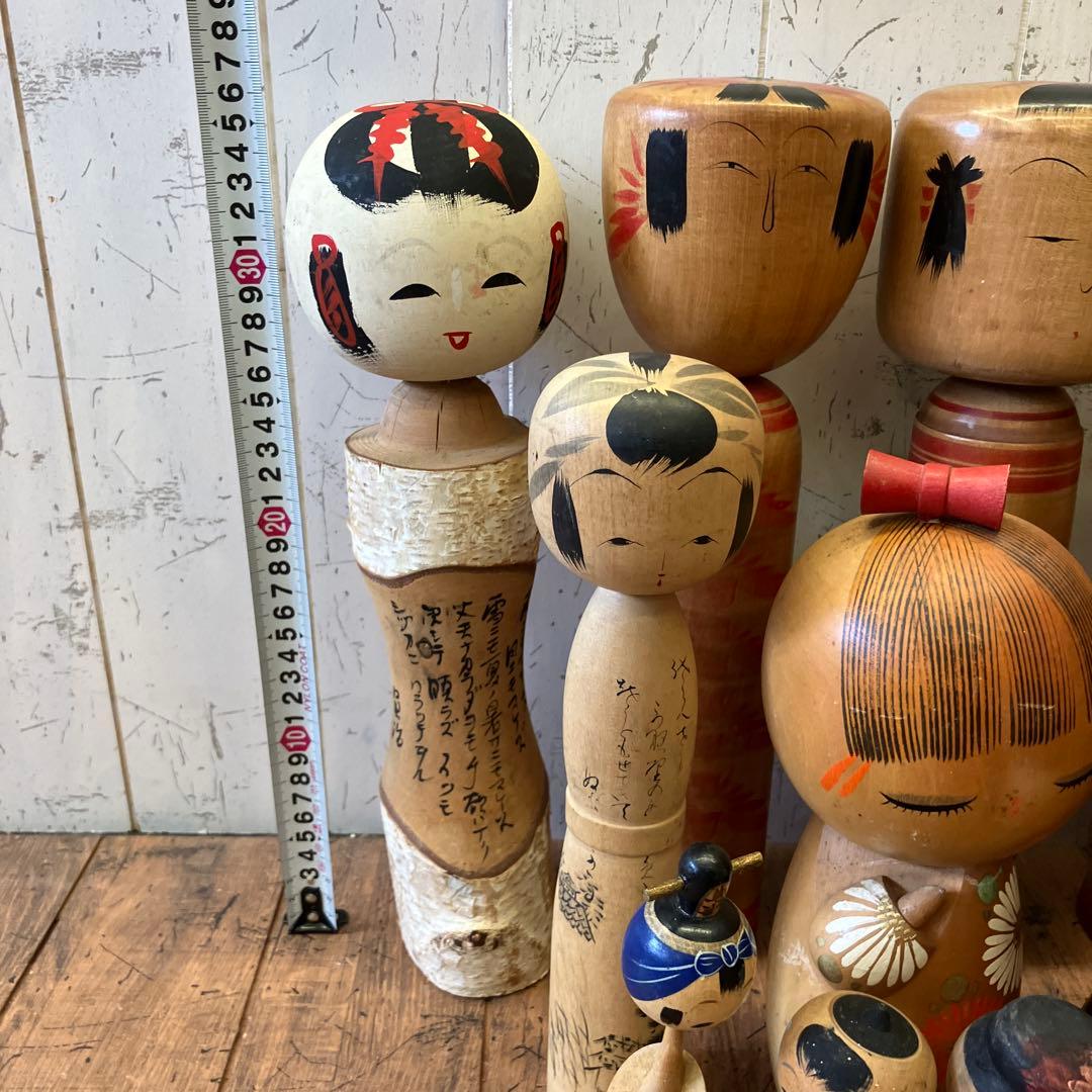 昭和レトロ 木製 こけし 小芥子 置物 飾り 工芸品 民芸品 コレクション 多数