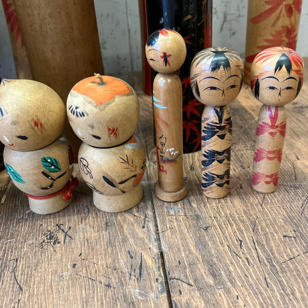 昭和レトロ 木製 こけし 小芥子 置物 飾り 工芸品 民芸品 コレクション 多数