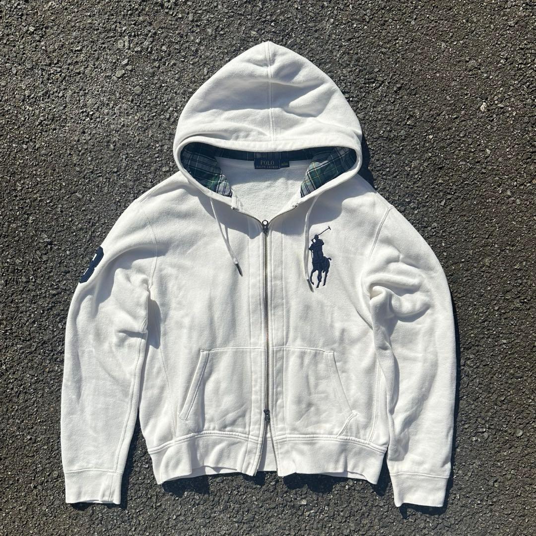 ラルフローレン　ビックポニー　ジップアップパーカー　Lサイズ　ホワイト