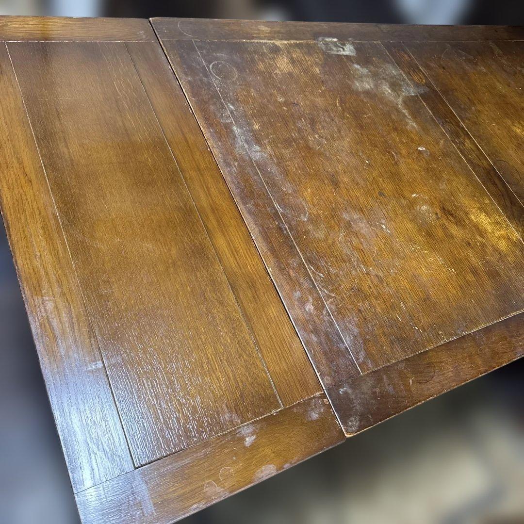 【希少】英国アンティーク オーク バルボスレッグ ドローリーフテーブル 店舗什器