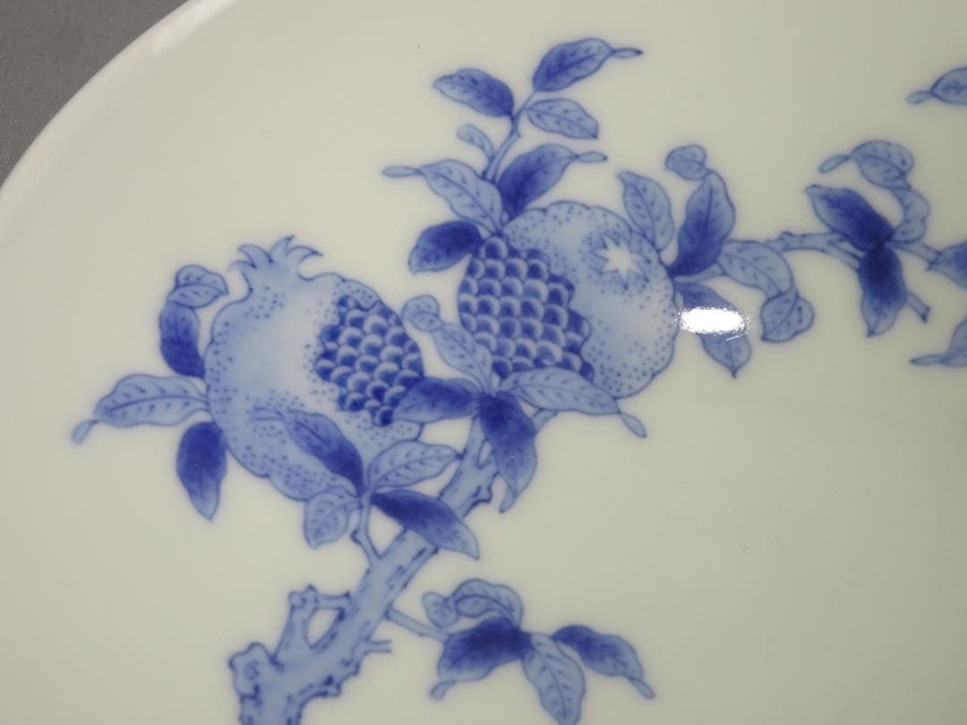 名工　十一代　今泉今右衛門　秀逸作　染付　柘榴文　鉢　5客　銘々皿　取皿　向付