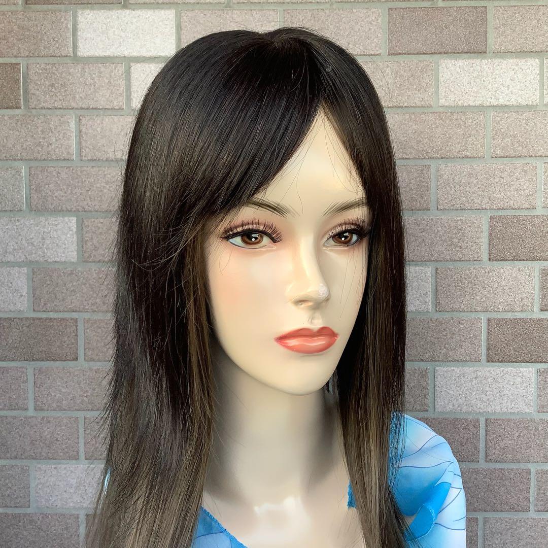 人毛100% 総手植 医療用 部分ウィッグ ヘアピース かつら ブラウン 茶 黒