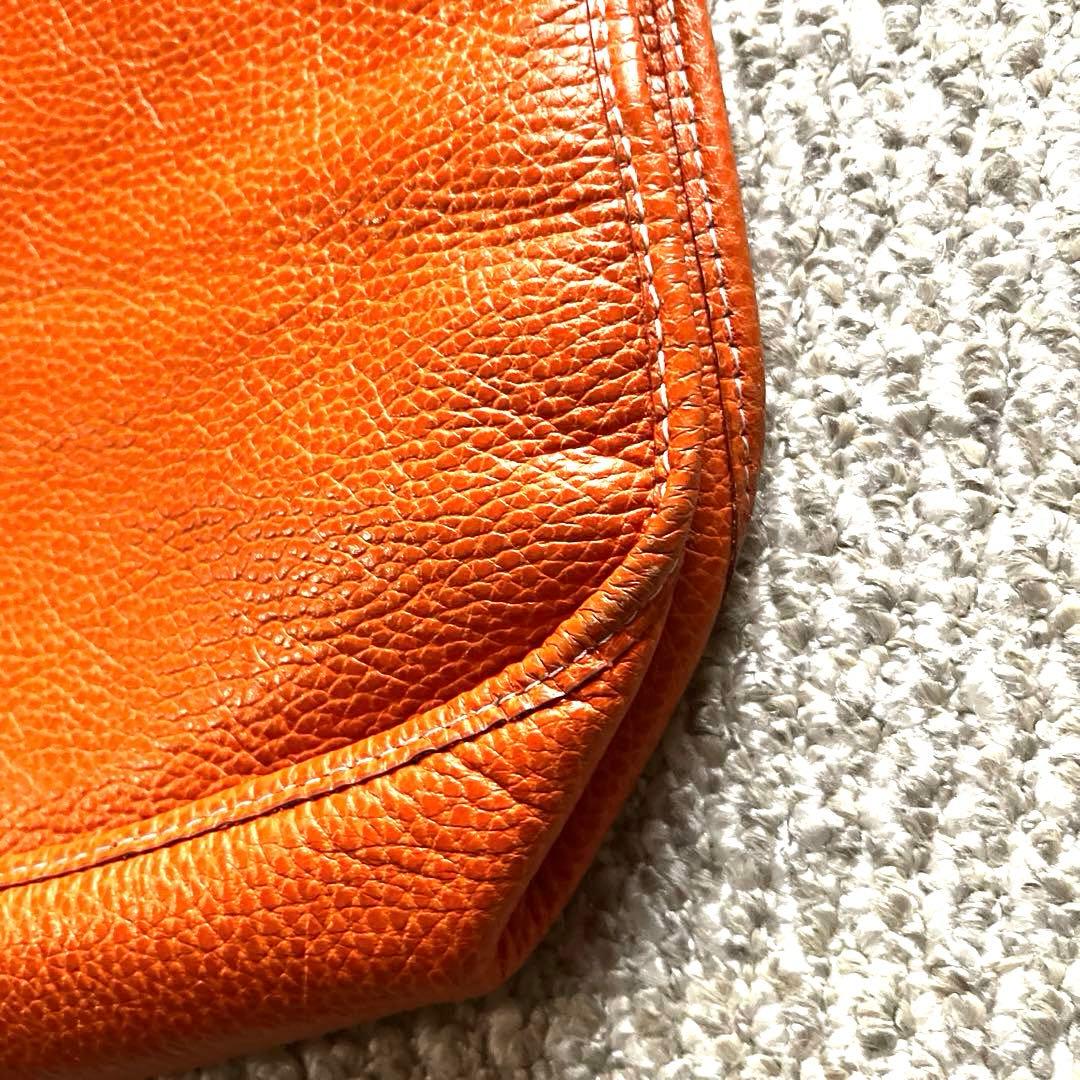 ハイクラス　オレンジレザー Hロゴ ショルダーバッグ