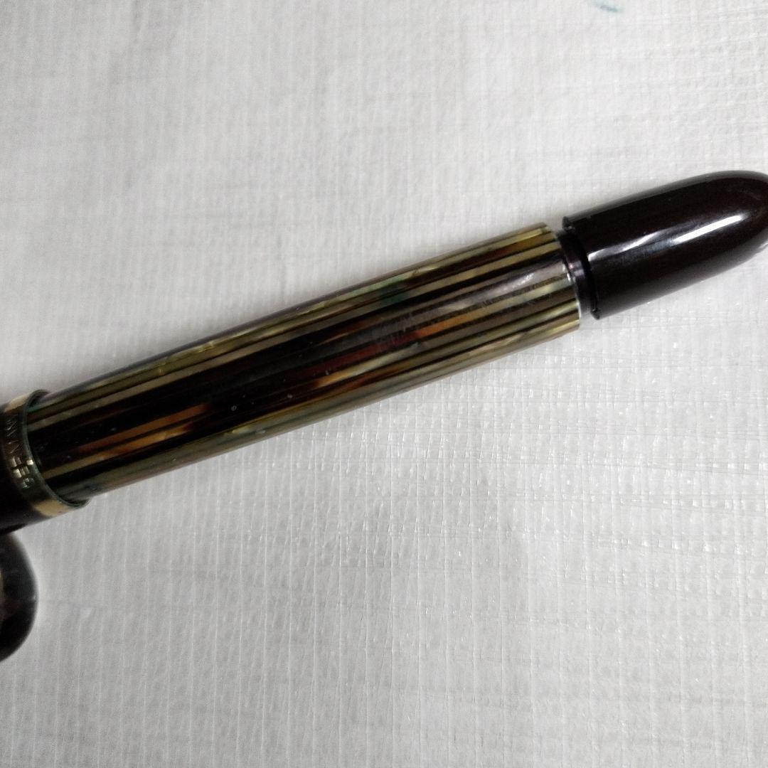 Pelikan400茶縞18K750万年筆字幅B吸入式