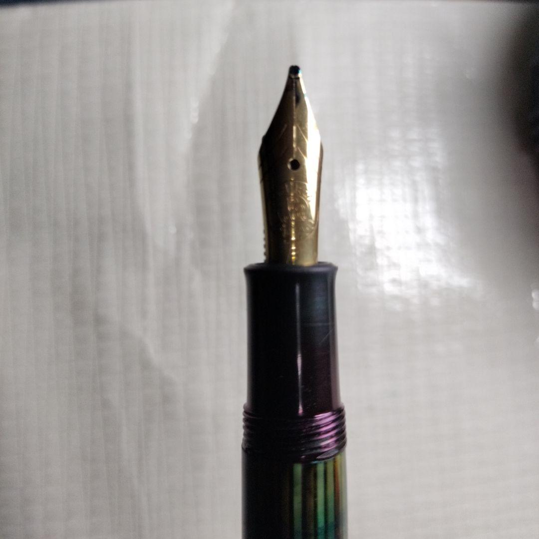 Pelikan400茶縞18K750万年筆字幅B吸入式