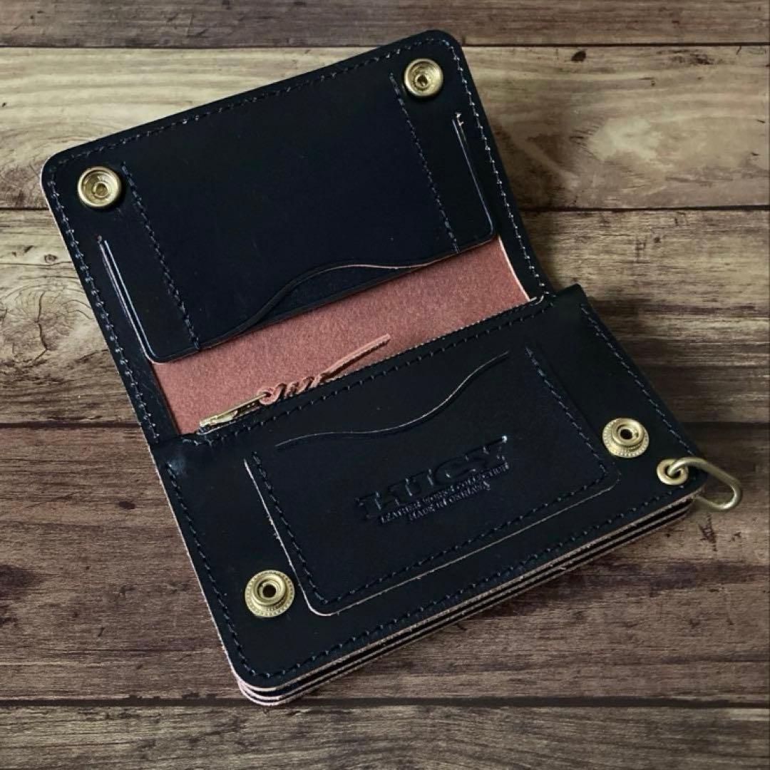 【sdr128zx】ミドルトラッカーウォレット 3層【お札を折らずに収納】