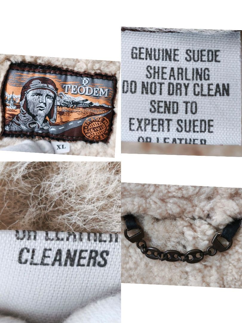 【高級◎ ゆったり】TEODEM ムートンジャケット B3 本革 ボア XL