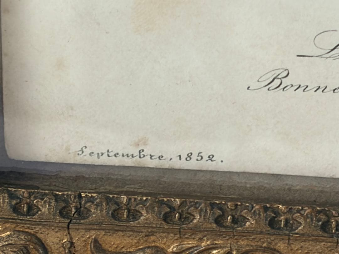 フランスアンティーク ファッションプレート 額 ガラス付き フレーム イラスト