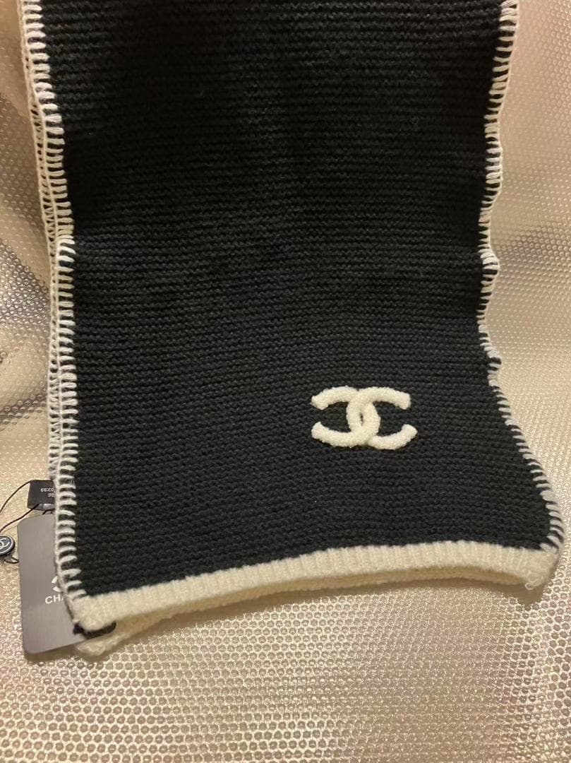 CCロゴ ニットマフラー ブラック/ホワイト♡ 新品未使用