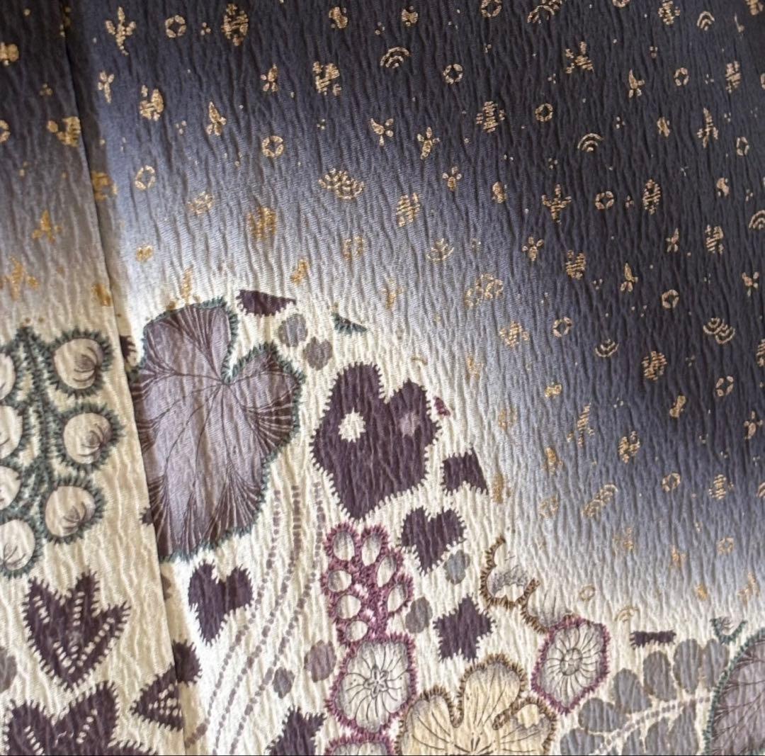 C- 408▲tall size 正絹　黒地　辻ヶ花付け下げ訪問着　丈168cm