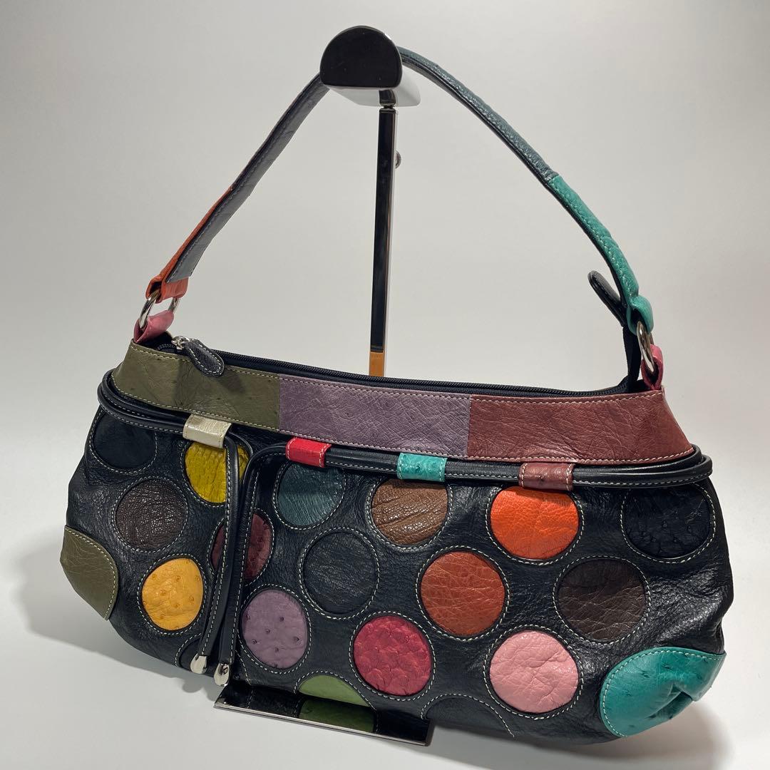 オーストリッチ 本革 ハンドバッグ ショルダーバッグ 肩掛け