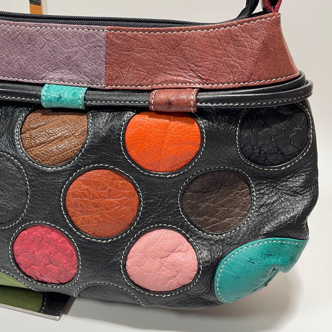 オーストリッチ 本革 ハンドバッグ ショルダーバッグ 肩掛け