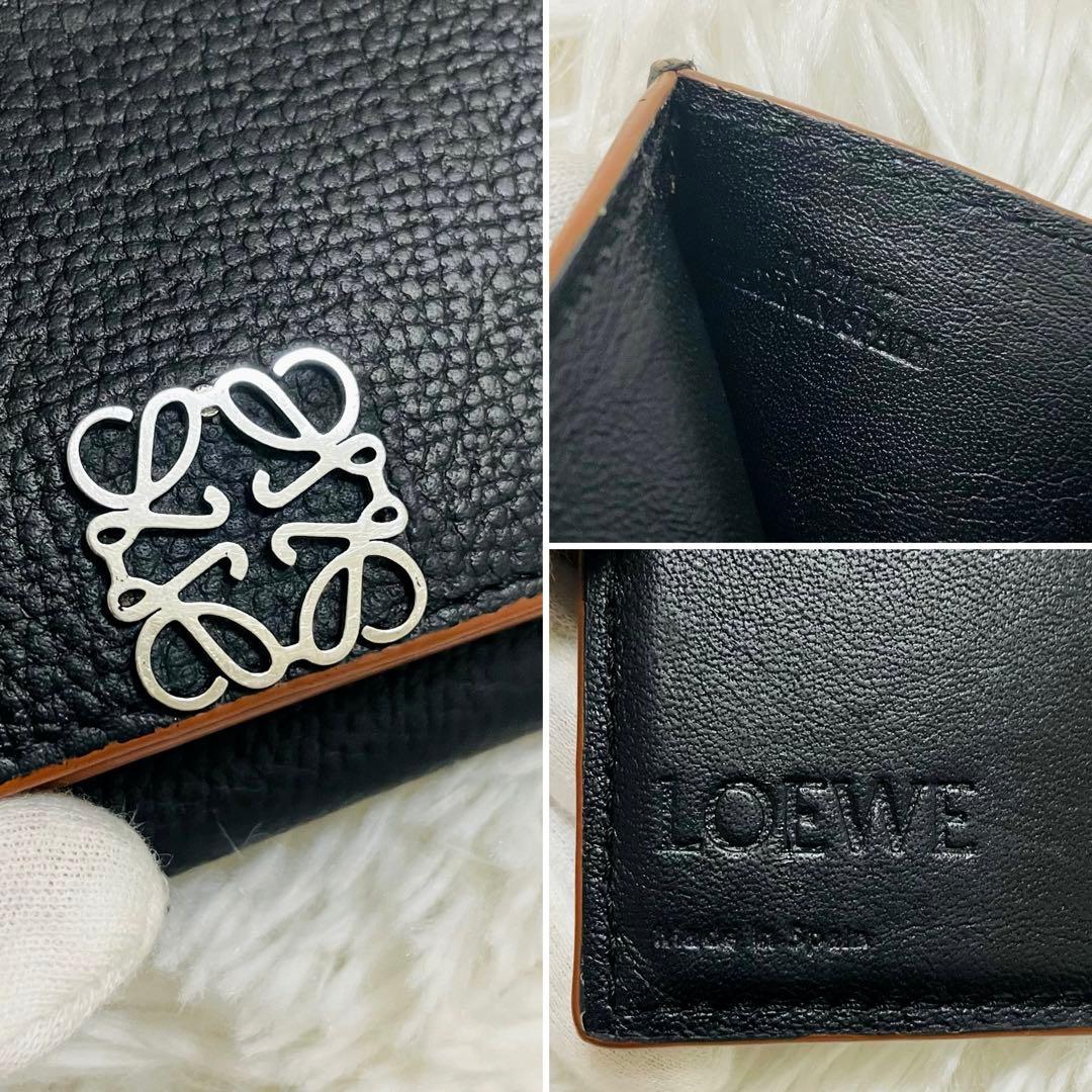 極美✨付属完備✨ロエベ 三つ折り財布 トライフォールド レザー ブラック