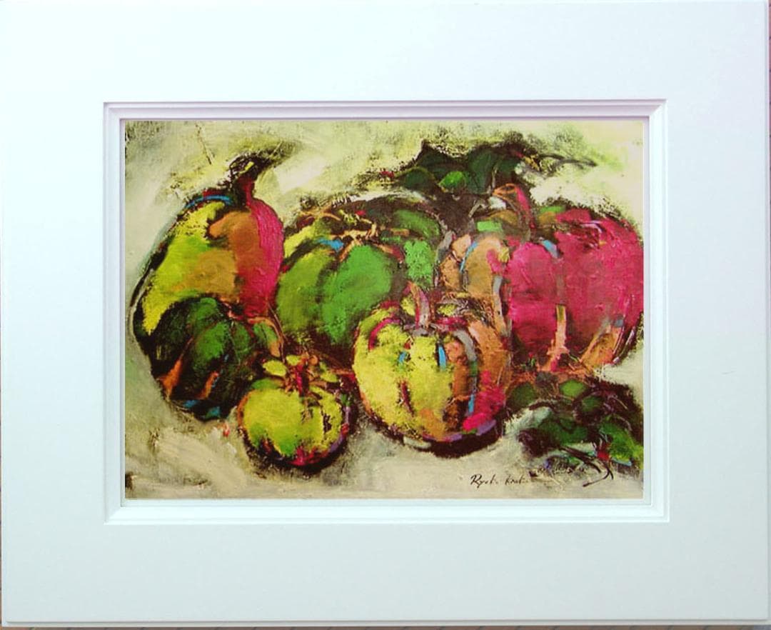 油絵 絵 絵画 インテリア 額付(白) uF6-061404 静物 かぼちゃ