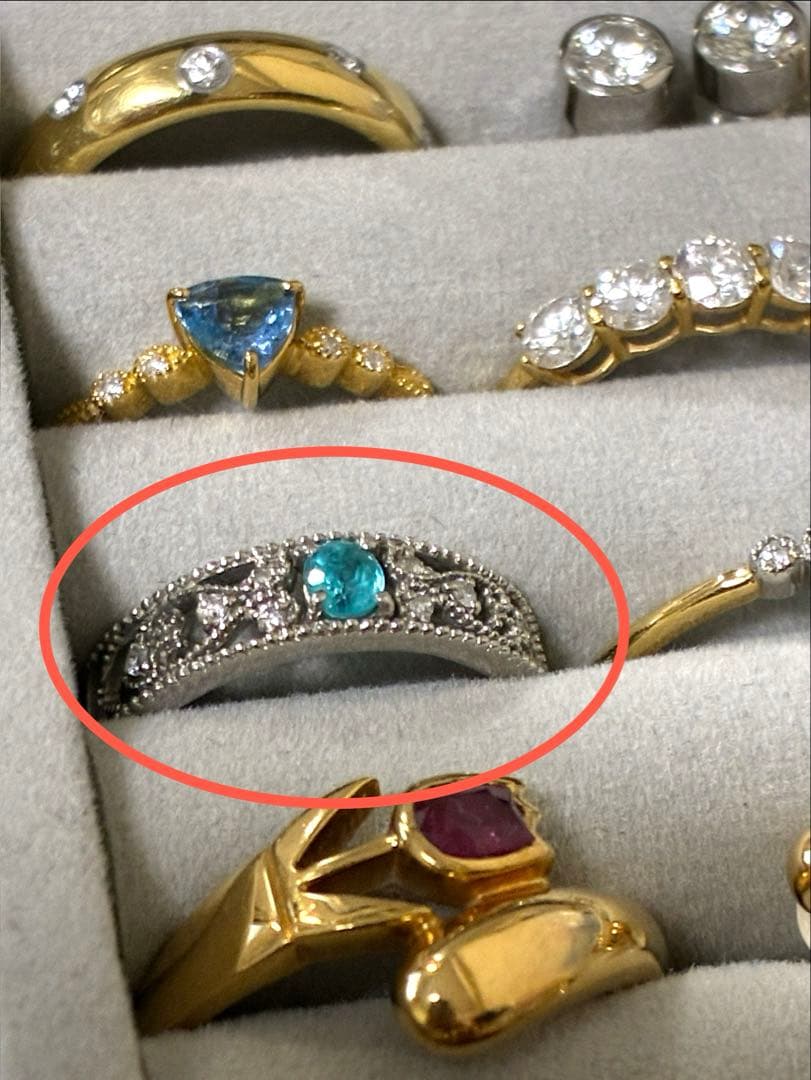 く*研様 パライバ トルマリン 0.16ct Pt900 リング