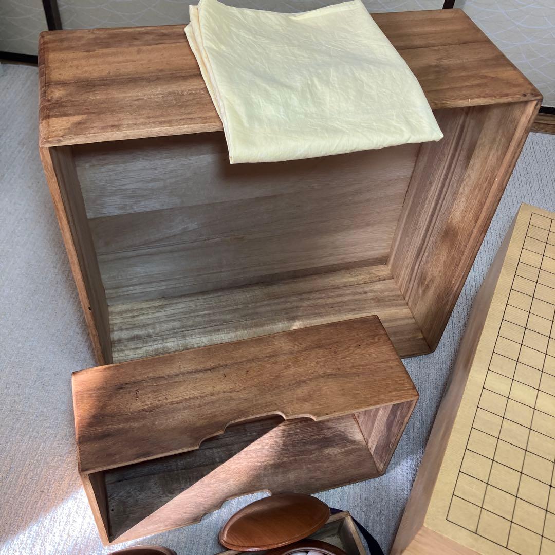 へそ　本榧　囲碁盤　碁石　脚付盤　蛤白 那智黒　はまぐり碁石　セット