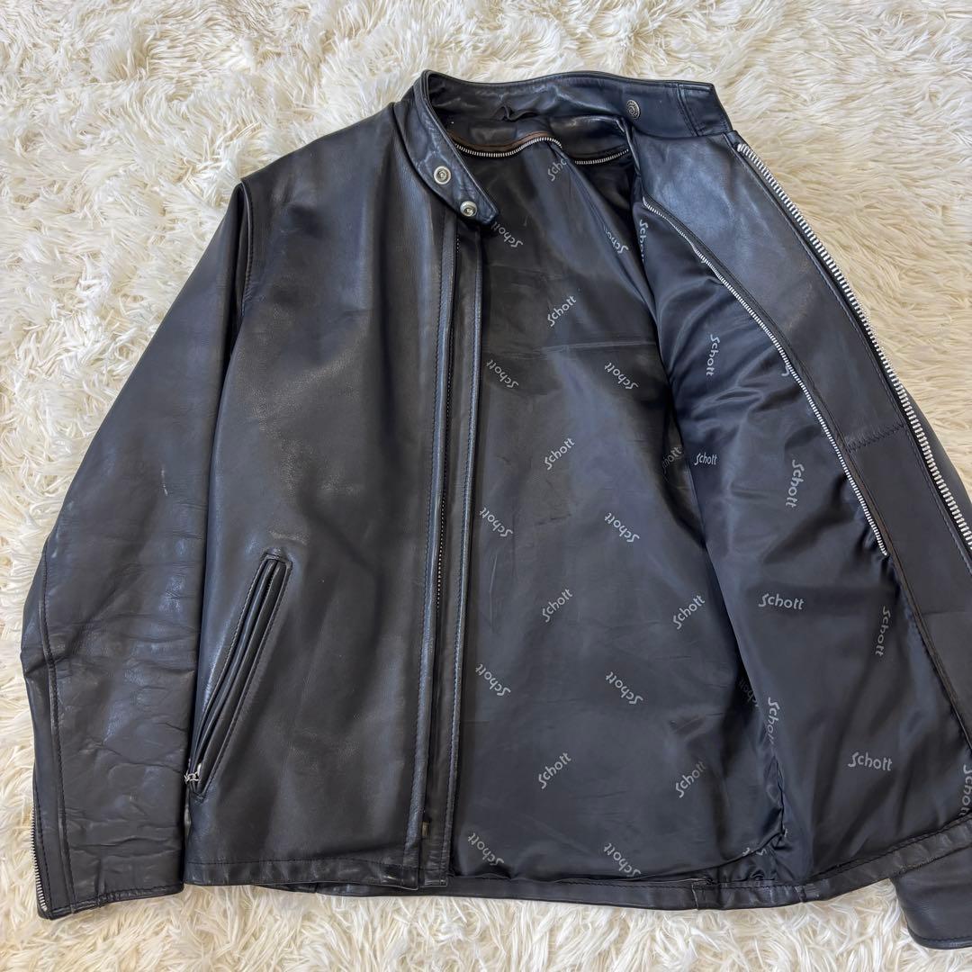 ショット 641 シングルライダースジャケット 牛革 レザー ブラック 36 S