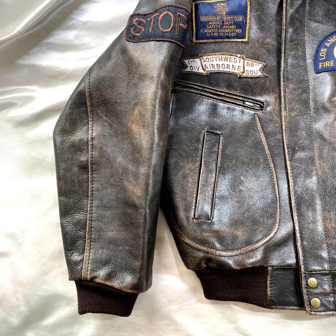 希少　HUMAN BEING レザー　A-2フライトジャケット　38 ブラウン